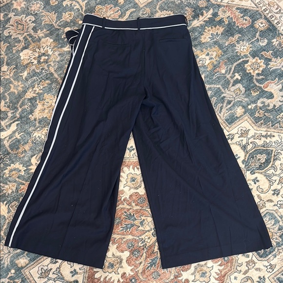 J. Crew for Net A Porter 12 Dark Blue Wide-Leg Pants with Striped Piping Accents - Picture 9 of 12